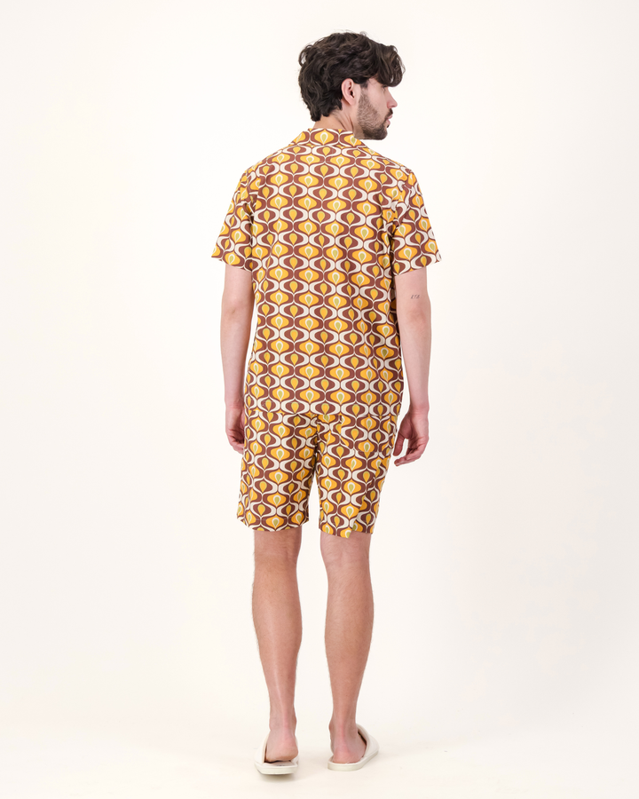 Mens Short Pyjamas - Funky Fondue on Cream
