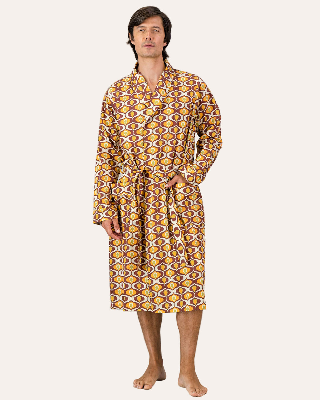 Mens Dressing Gown - Funky Fondue Front - Woodstock Laundry