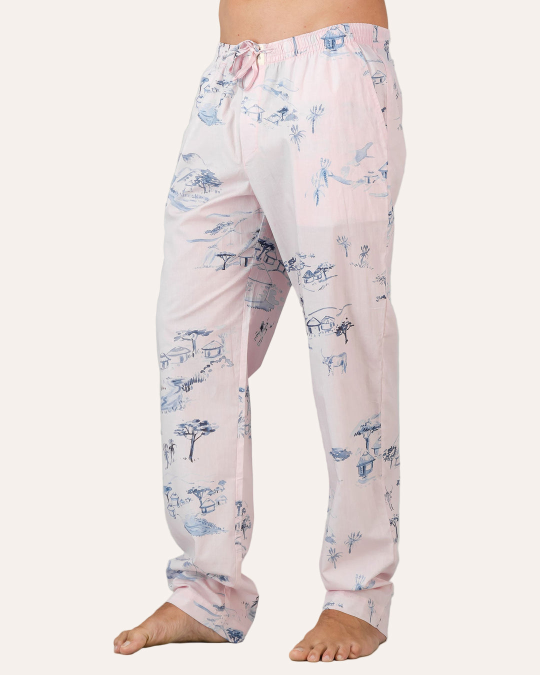 Mens Lounge Pants - Grey Wild Coast on Pink Side - Woodstock Laundry