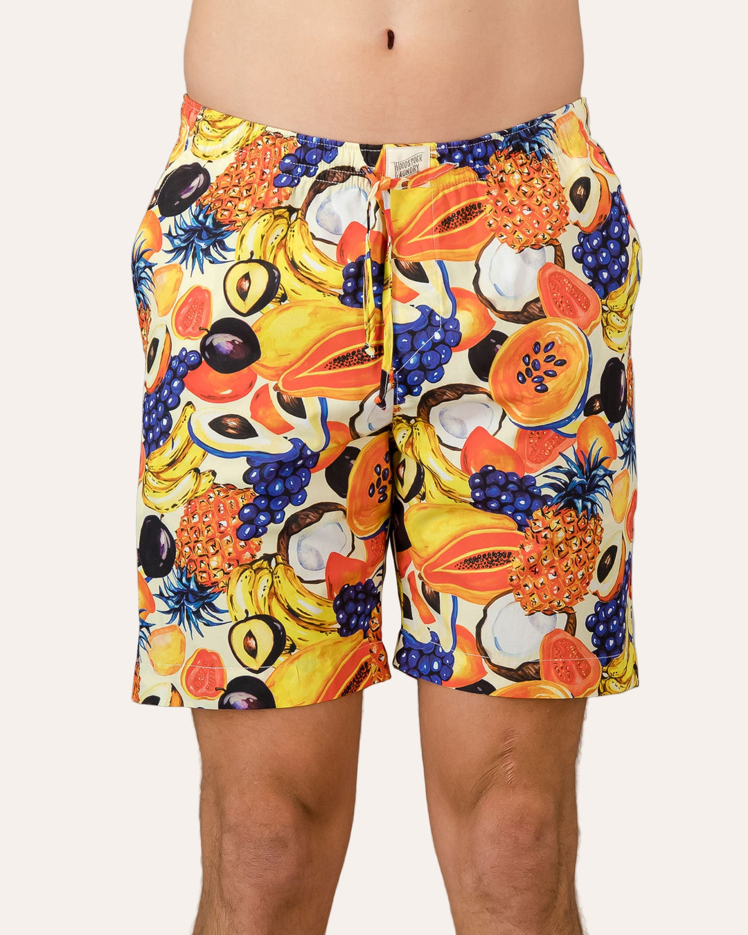 Mens Lounge Shorts - Tuti Fruti Front - Woodstock Laundry