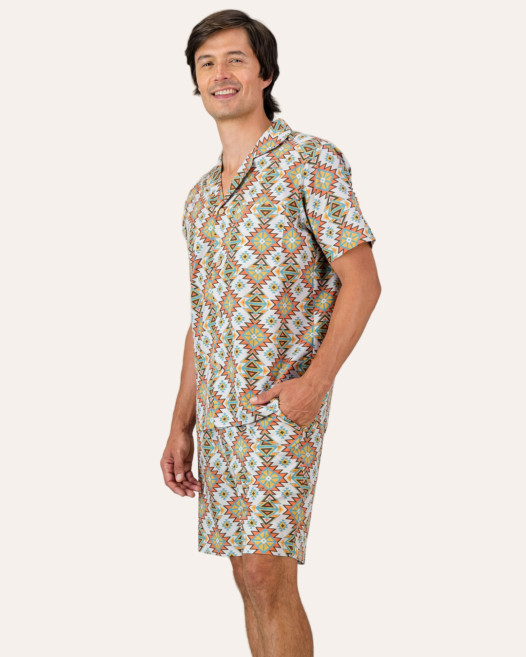 Mens Short Pyjamas - Aztec Side - Woodstock Laundry
