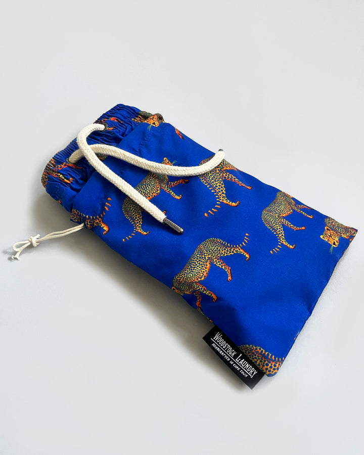 Boys Swim Shorts Blue Cheetahs Bag - Woodstock Laundry