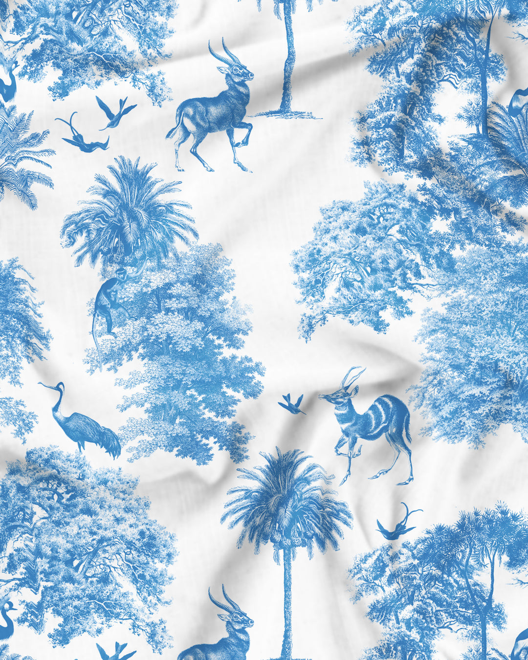 Womens Short Pyjamas - Blue Tropicana on White