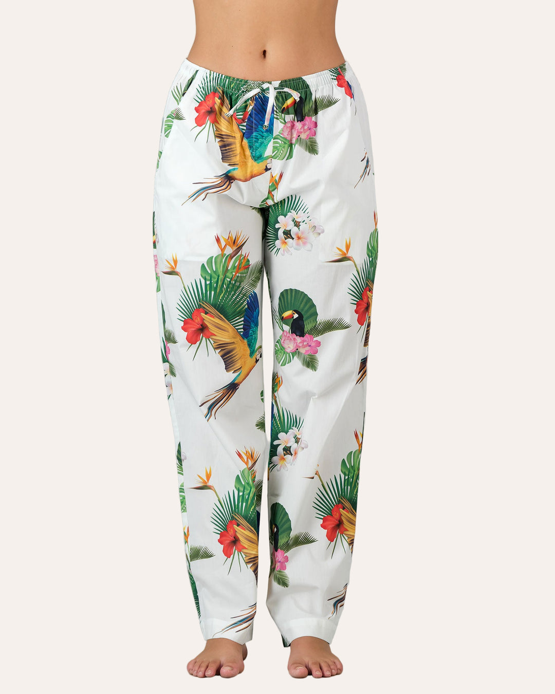 Womens Lounge Pants - Paradise White Front - Woodstock Laundry