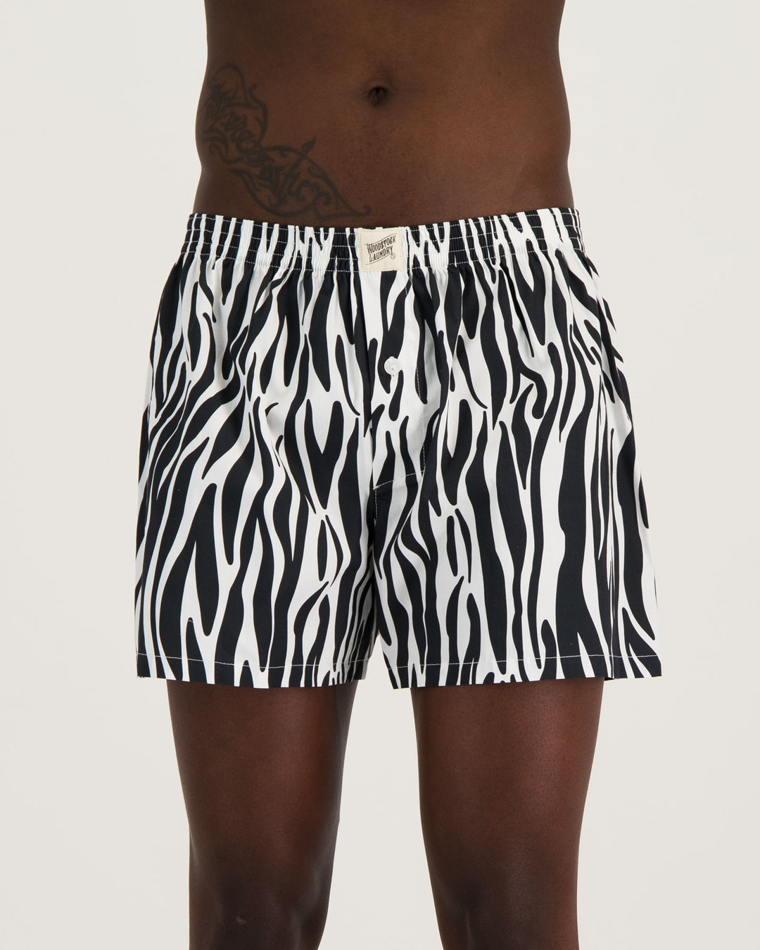 Mens Boxer Shorts Zebra Front - Woodstock Laundry