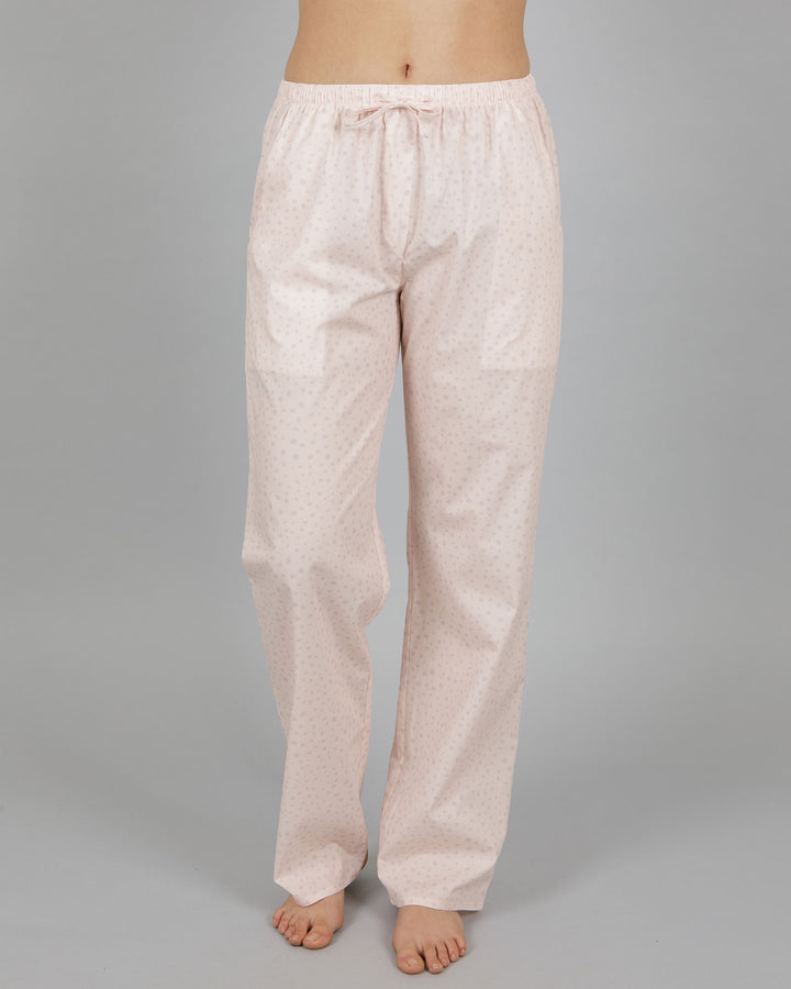 Womens Lounge Pants Pink Dots Front - Woodstock Laundry