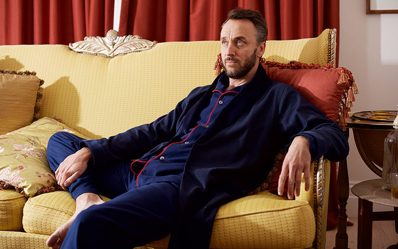 Stylish man wearing flannel pyjamas