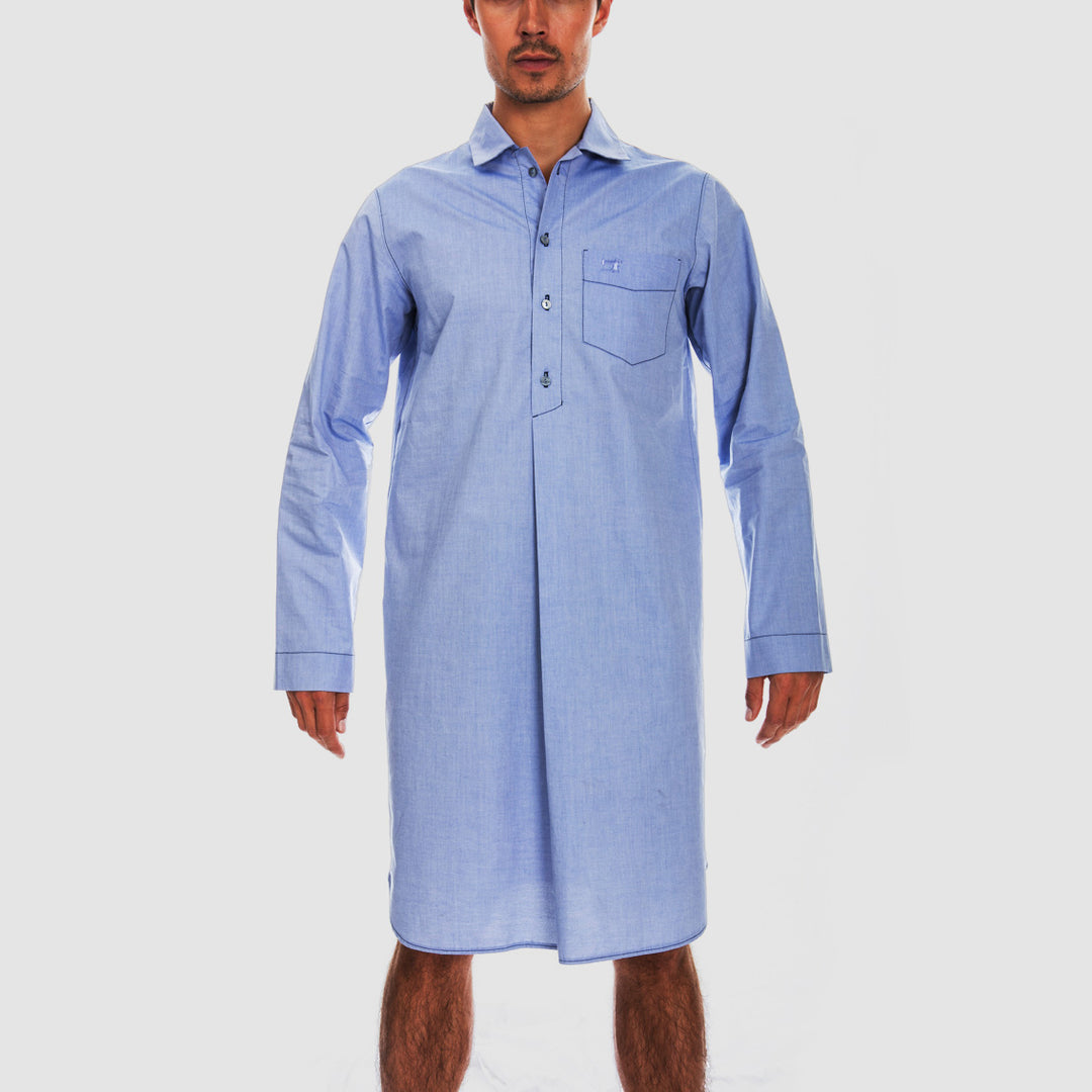 Traditional Mens Blue Sleep Shirt - Woodstock Laundry
