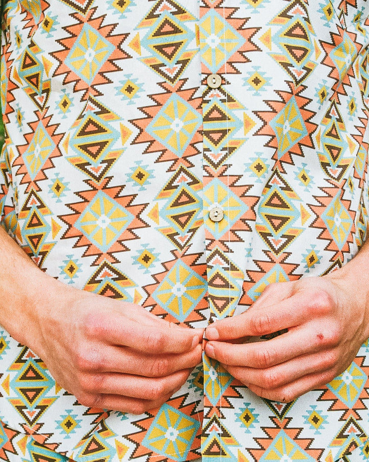 Mens Holiday Shirt - Aztec Off White