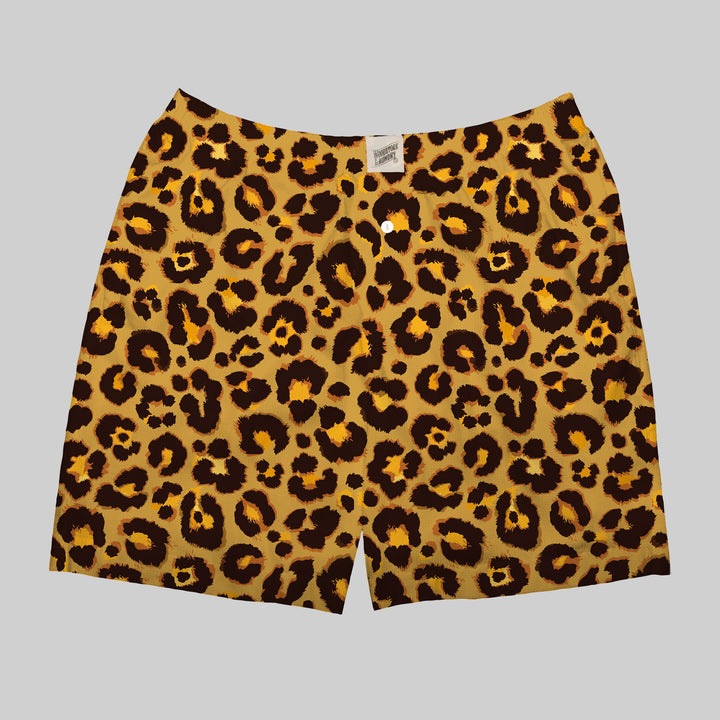 Mens Boxer Shorts - Leopard Skin on Orange