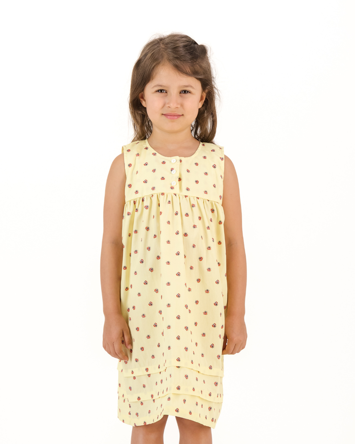 Girls Nighty - Red Lady Bugs on Yellow