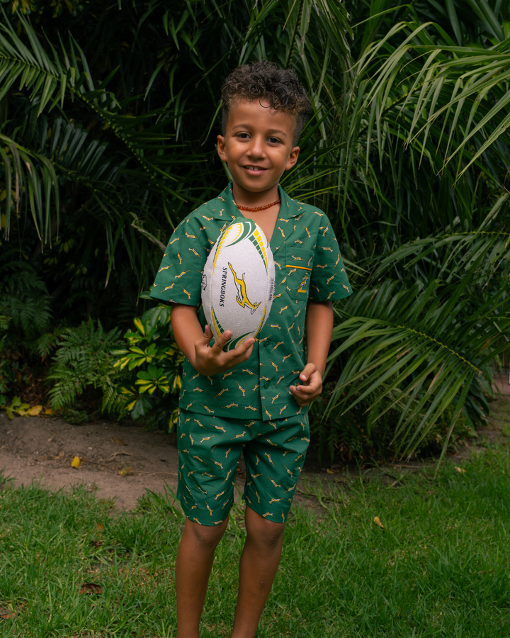 Boys Short Pyjamas - Custom Springboks Yellow Bok on Green