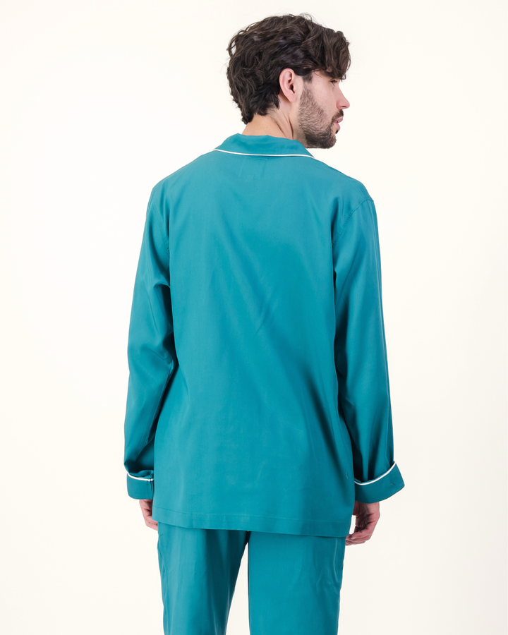 Mens Long Pyjamas - Tencel - Teal