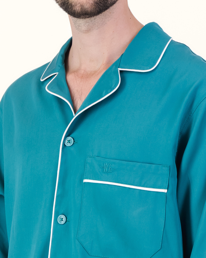 Mens Long Pyjamas - Tencel - Teal