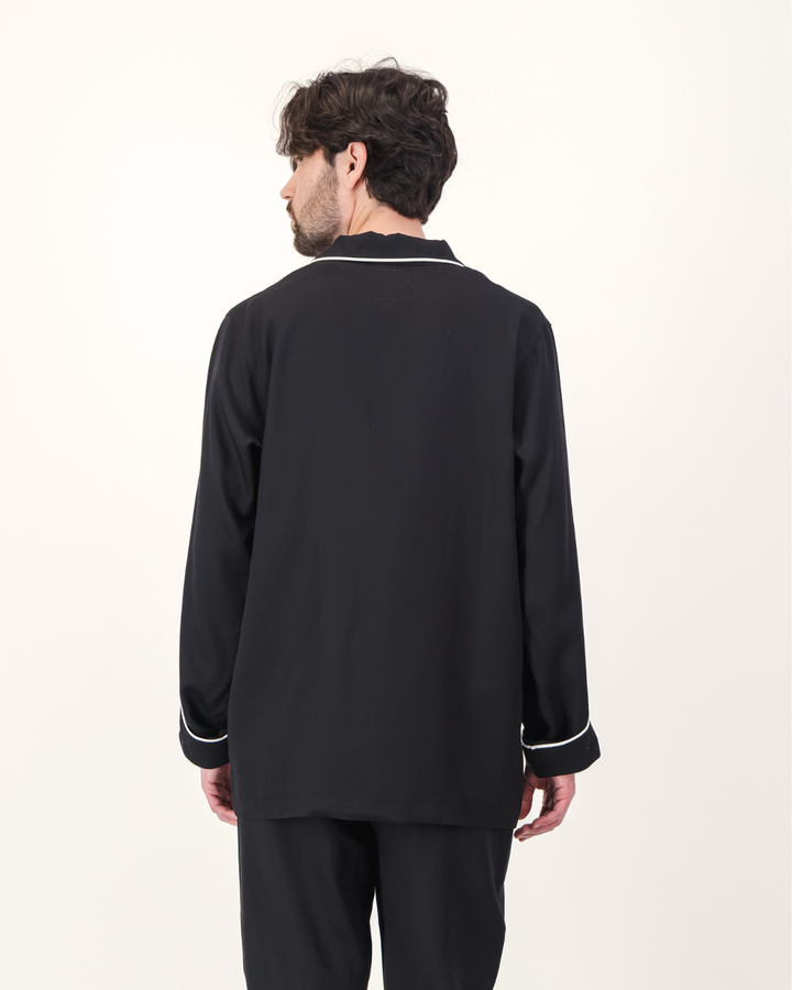 Mens Long Pyjamas - Tencel - Black