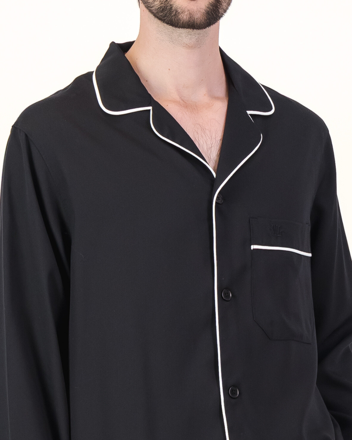 Mens Long Pyjamas - Tencel - Black