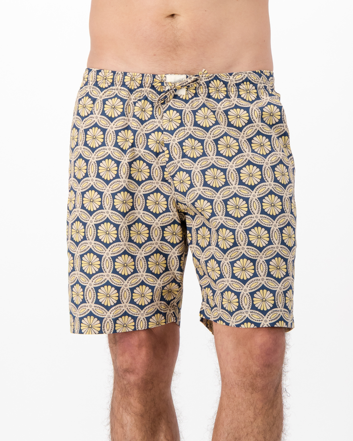 Mens Lounge Shorts - Geo Floral on Navy