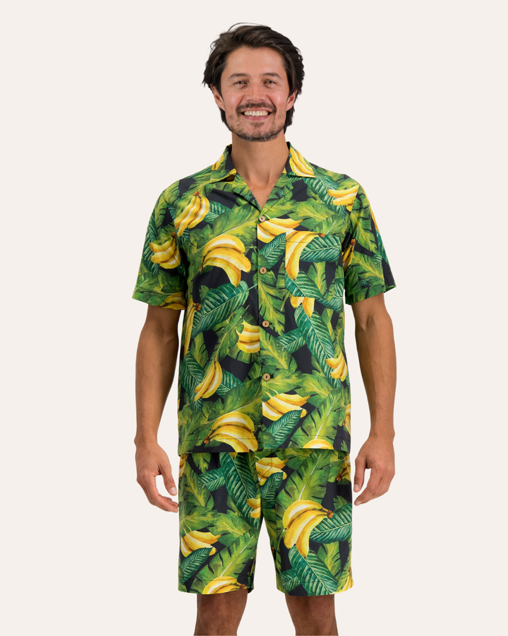 Mens Short Pyjamas - Bananas on Leaves