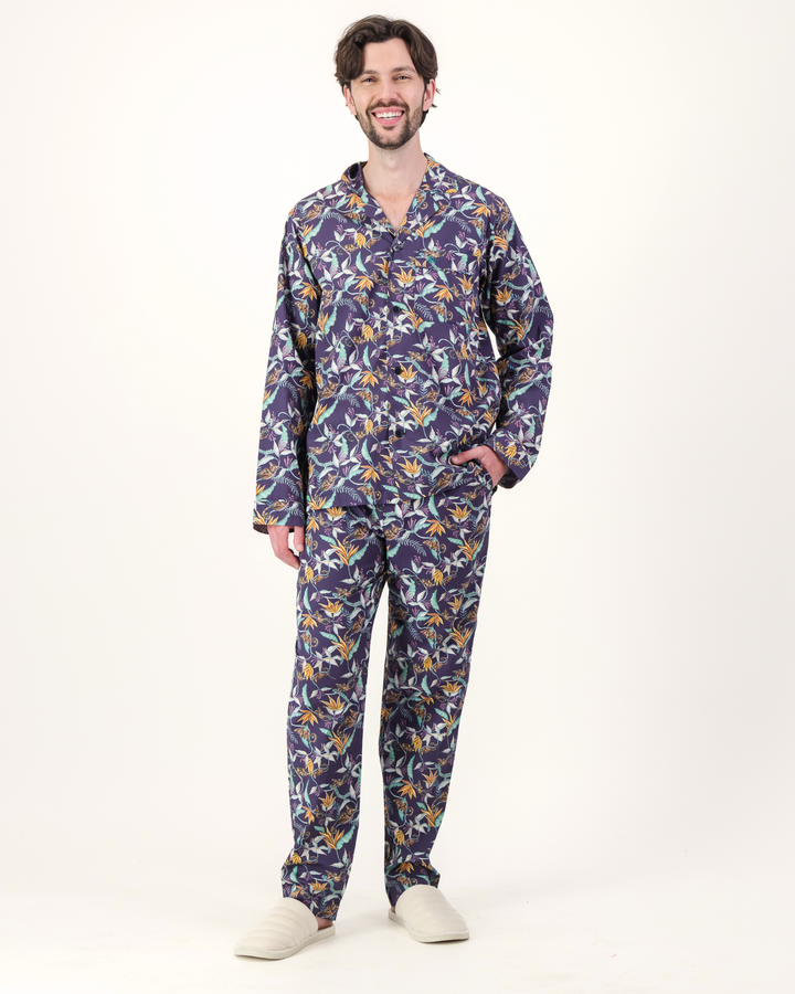 Mens Long Pyjamas - Nag Apies on Navy