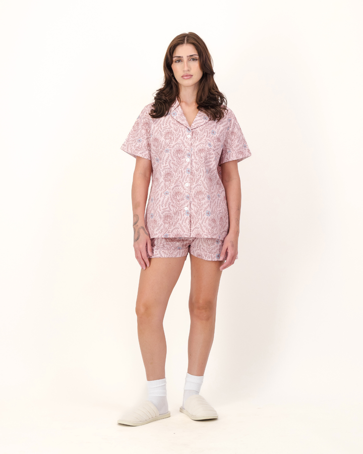 Womens Short Pyjamas - Proteas on Pink