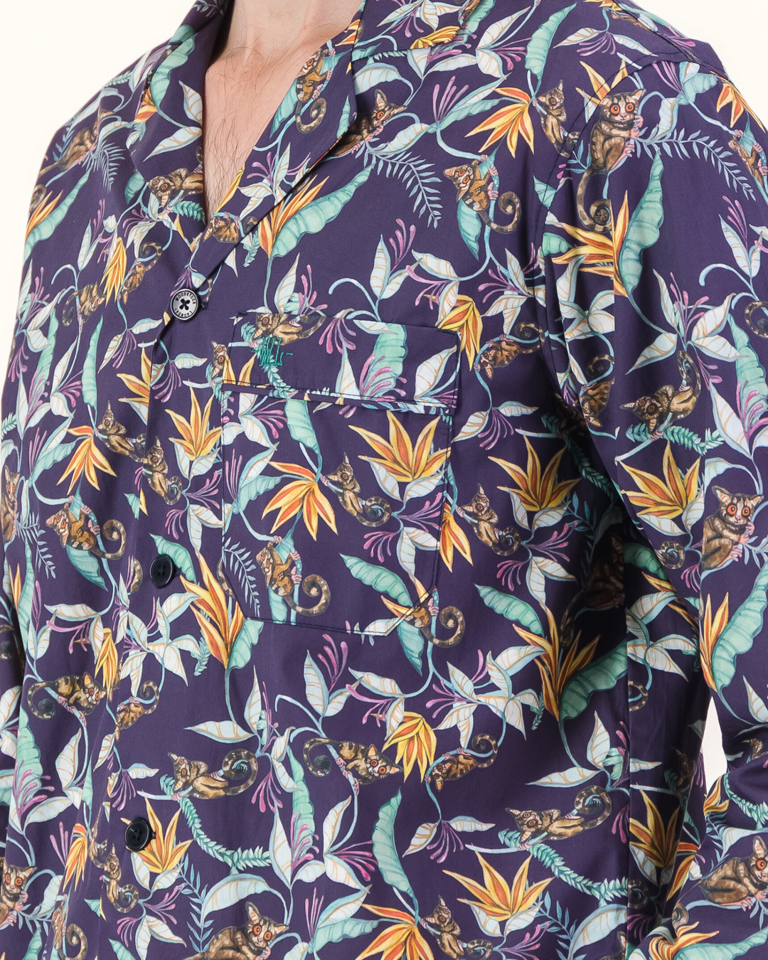 Mens Long Pyjamas - Nag Apies on Navy