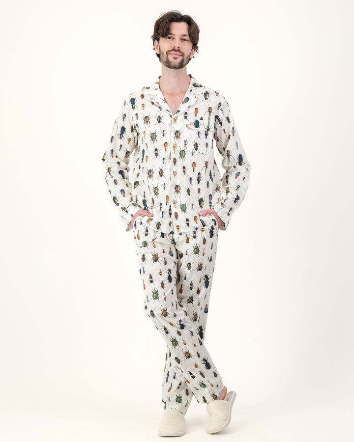 Mens Long Pyjamas - Beetlemania Sand