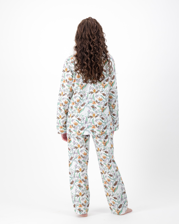 Womens Long Pyjamas - Nag Apies on White