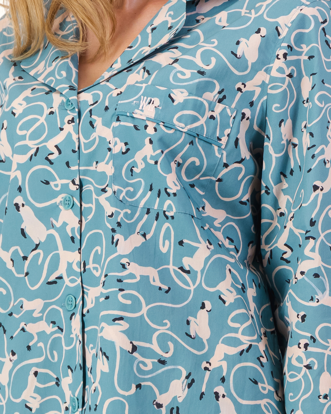 Womens Sleepshirt - Monkeys on Teal