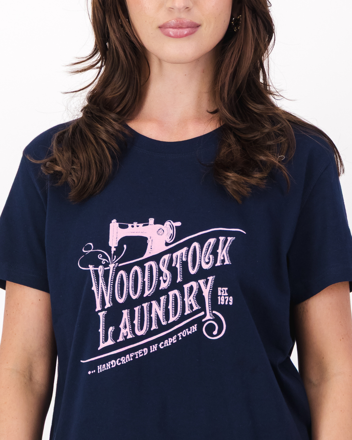 Womens T-Shirt - Pink Logo on Navy