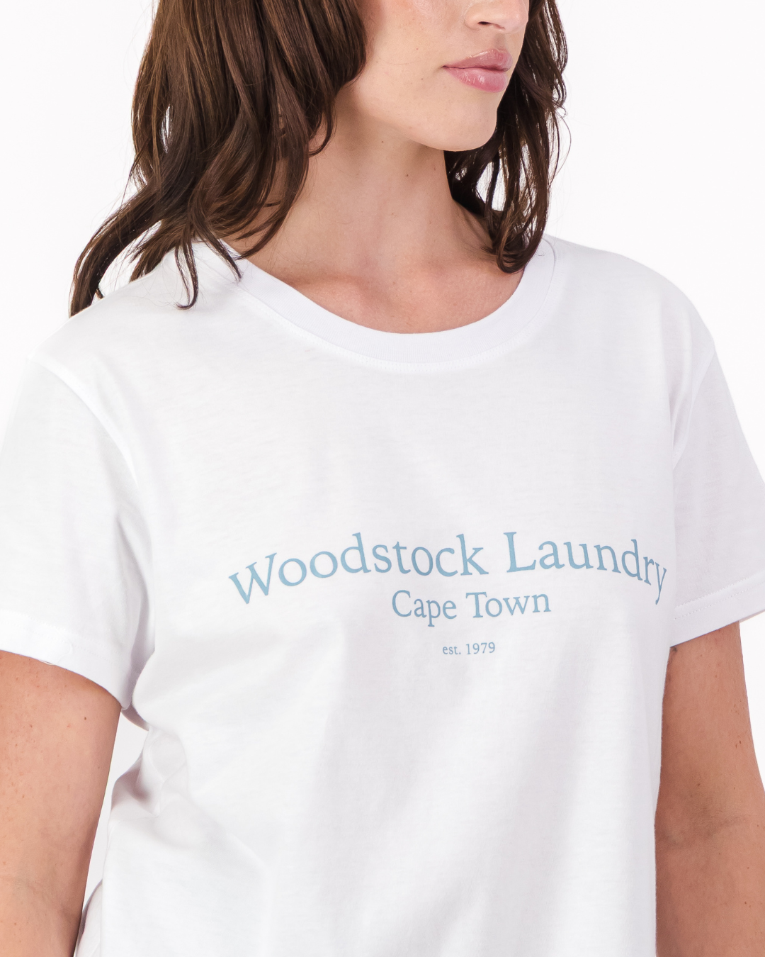 Womens T-Shirt - Duck Egg Typo on White