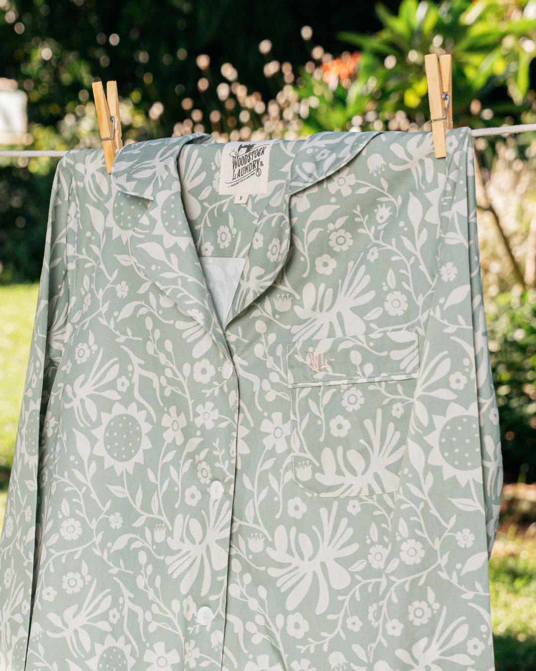 Womens Sleepshirt - Milk Sunflowers on Sage