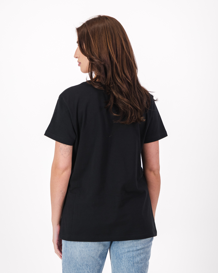 Womens T-Shirt - Yellow Typo On Black