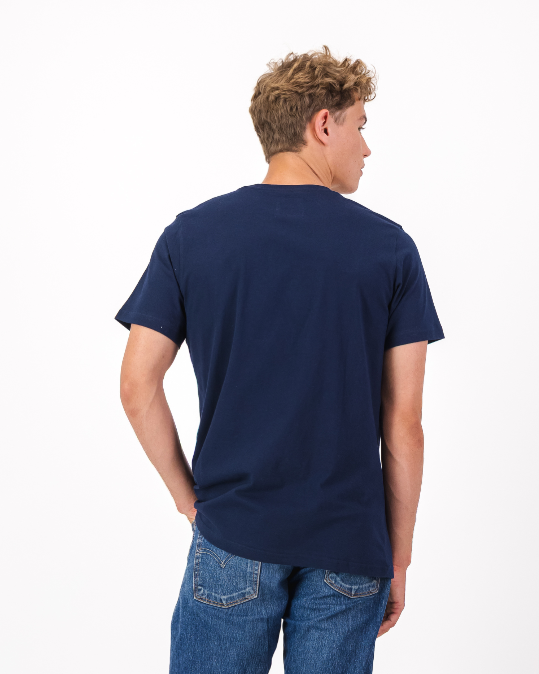 Mens T-Shirt - Light Blue Logo on Navy