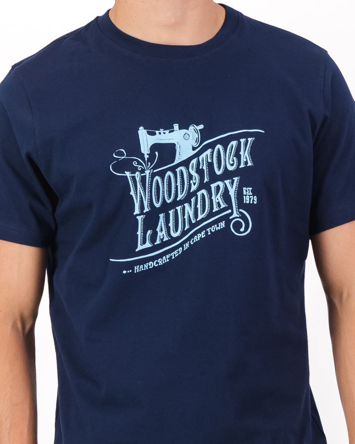 Mens T-Shirt - Light Blue Logo on Navy