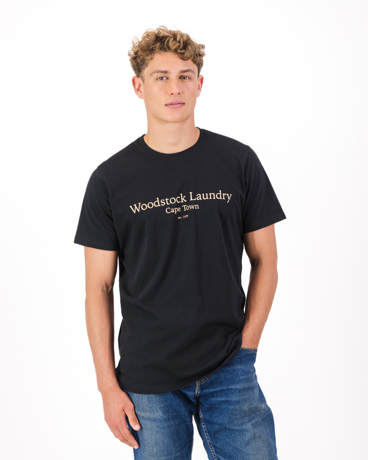 Mens T-Shirt - Stone Typo on Black