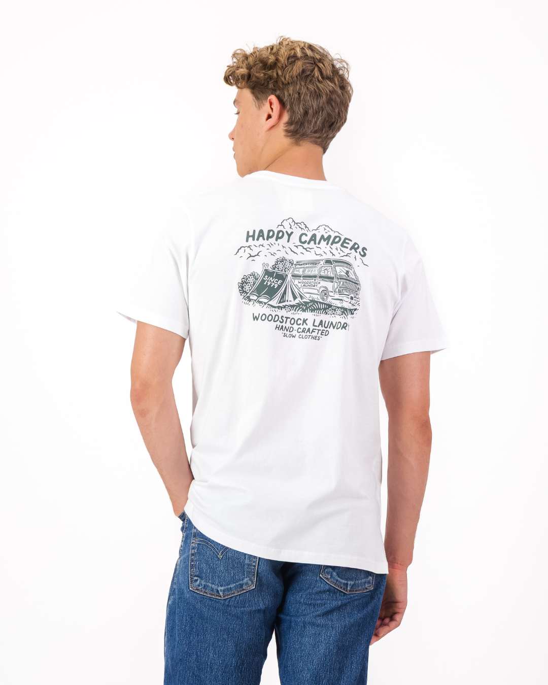 Mens T-Shirt - Olive Campers On White