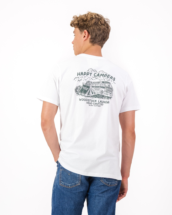 Mens T-Shirt - Olive Campers On White