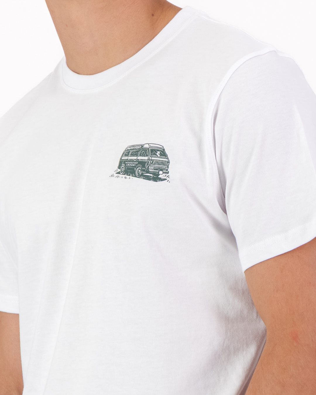 Mens T-Shirt - Olive Campers On White