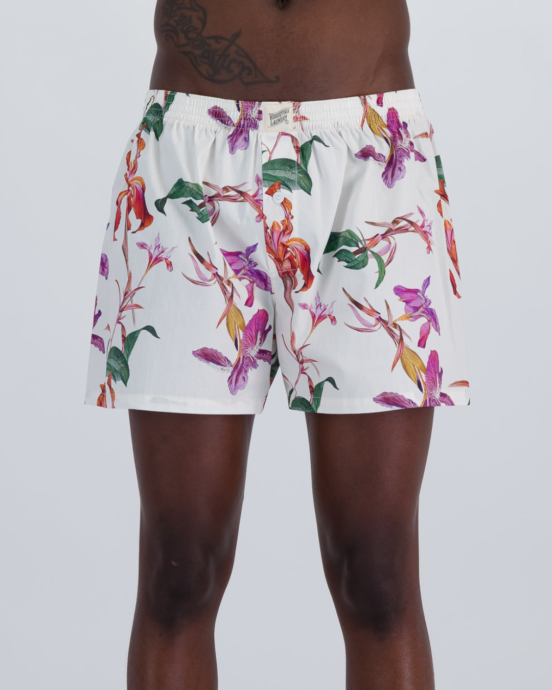 Mens Boxer Shorts - Iris on White