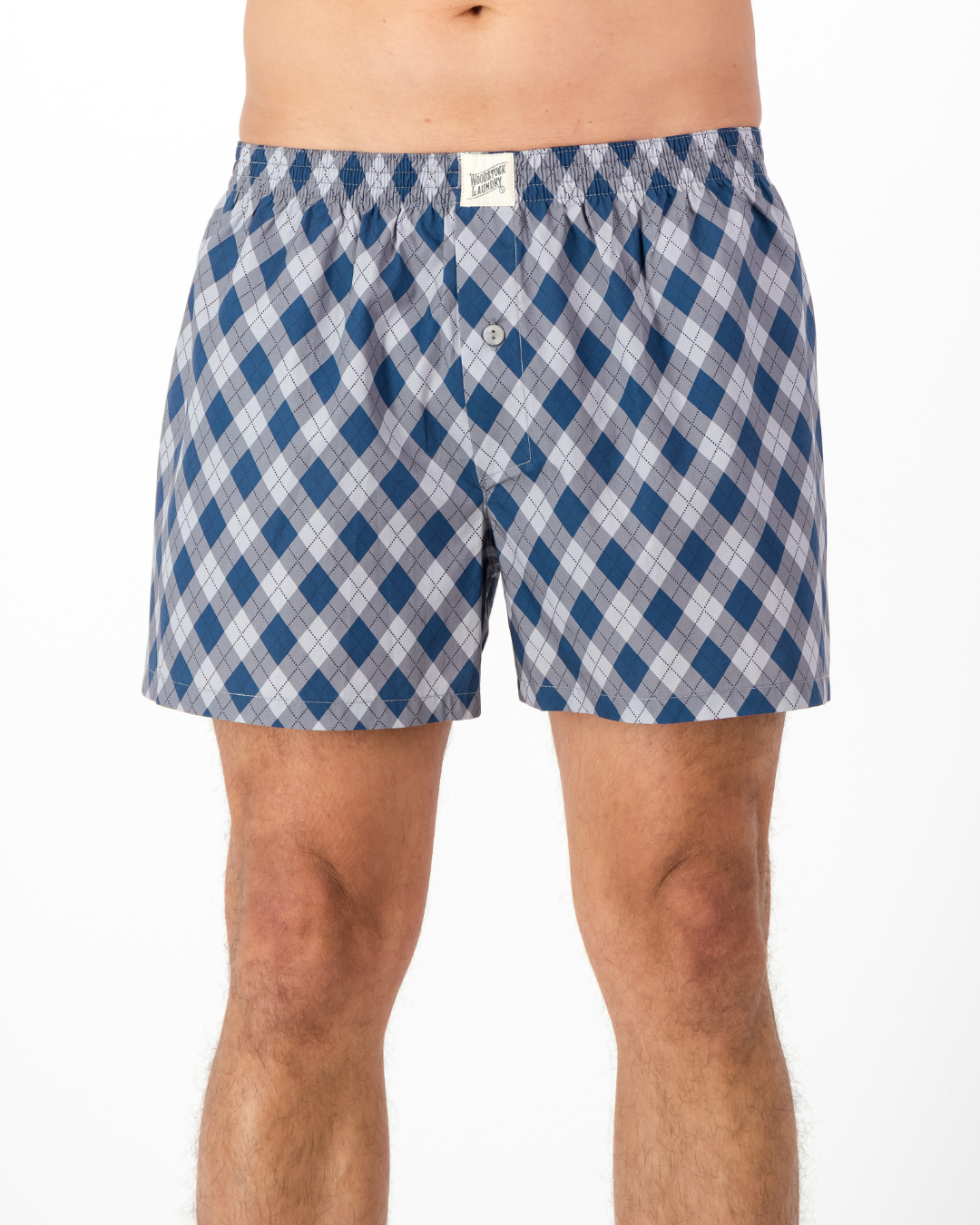 Mens Boxer Shorts - Argyle Navy