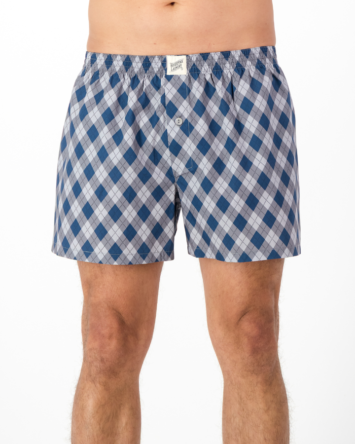 Mens Boxer Shorts - Argyle Navy