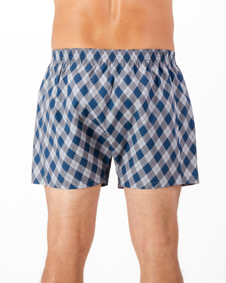 Mens Boxer Shorts - Argyle Navy
