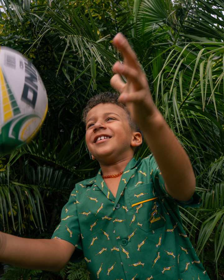 Boys Short Pyjamas - Custom Springboks Yellow Bok on Green