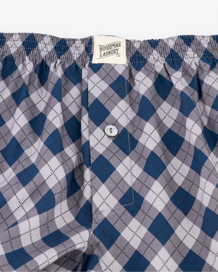 Mens Boxer Shorts - Argyle Navy