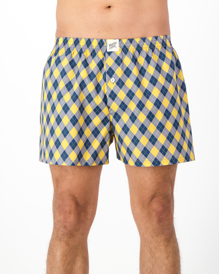 Mens Boxer Shorts - Argyle Yellow