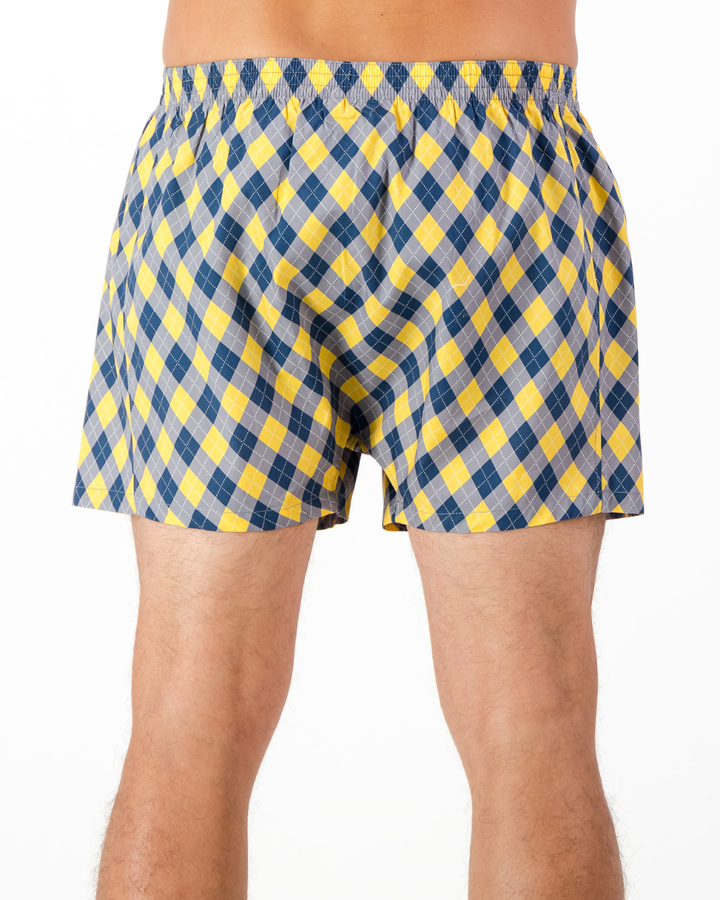 Mens Boxer Shorts - Argyle Yellow