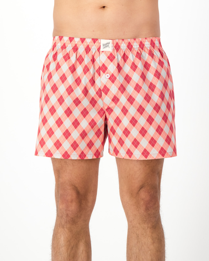 Mens Boxer Shorts - Argyle Pink