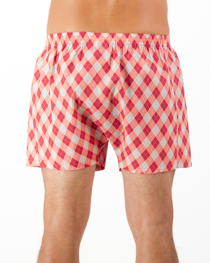 Mens Boxer Shorts - Argyle Pink