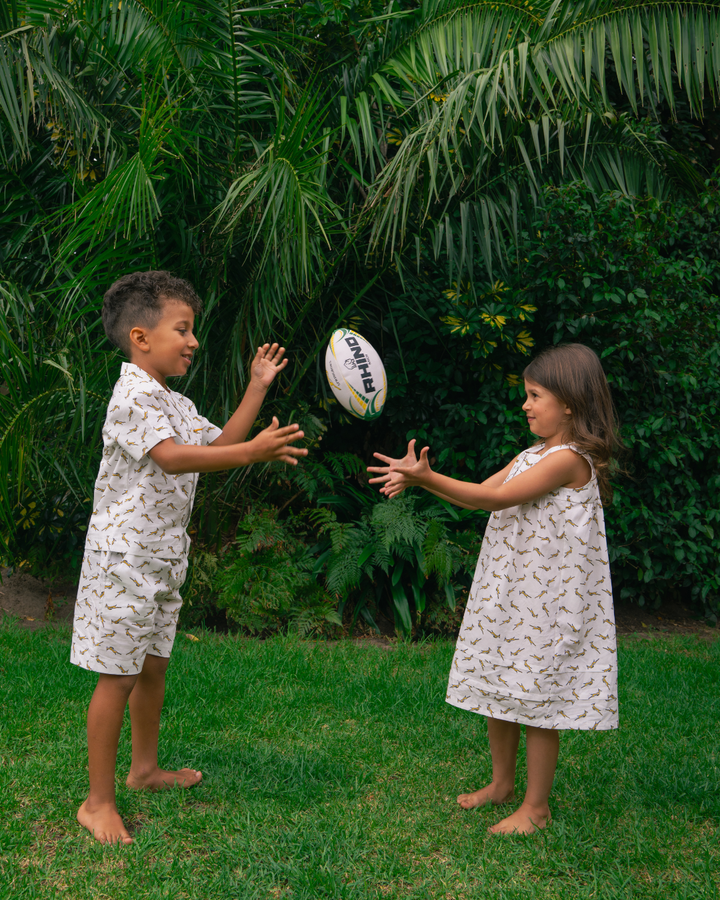 Girls Nighty - Custom Springboks Yellow Bok on White