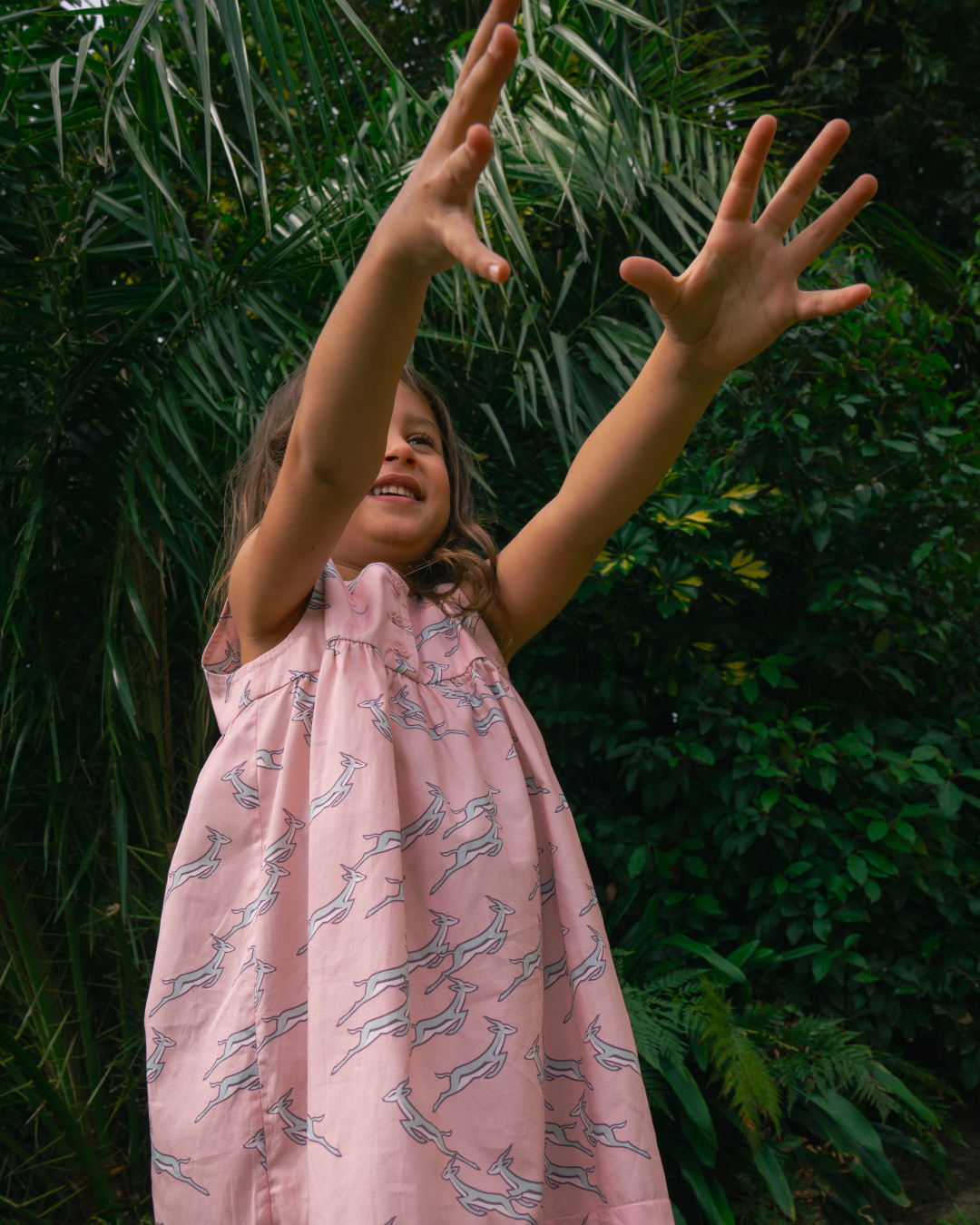 Girls Nighty - Custom Springboks Blue Jumping Bok on Pink